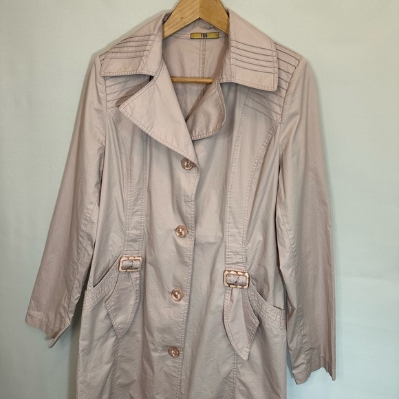 TNH Collection Womens Trench Coat Size 40 M Vintage Preppy Dusty Rose Minimalist - Picture 7 of 16